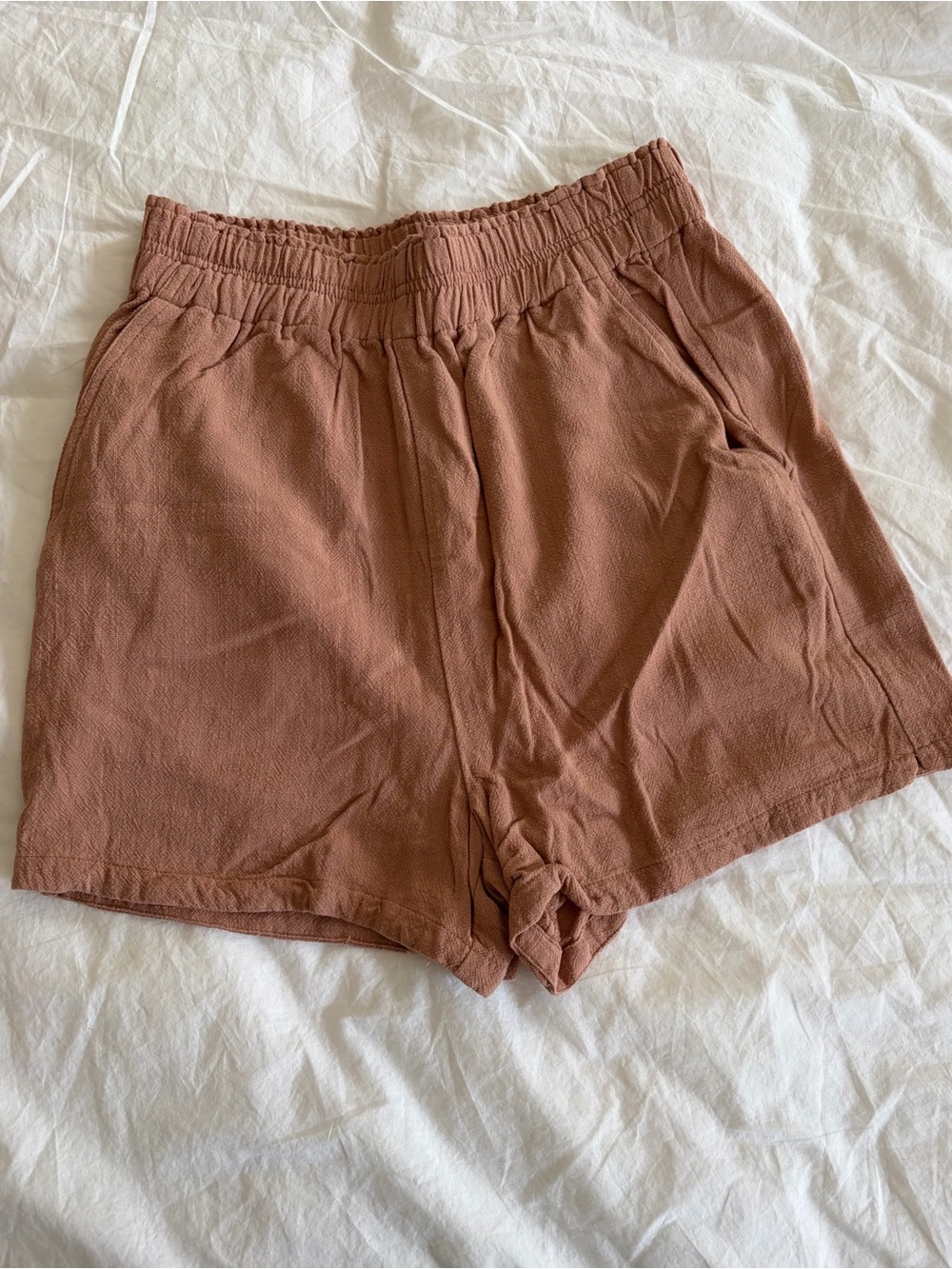 Gentle Fawn High-Waist Elastic Shorts — Terracotta